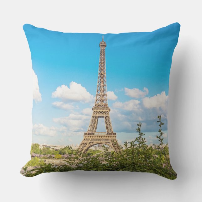 Pillow för utomhusfoto i Paris Eiffel Torn Färg Utomhuskudde (Framsida)