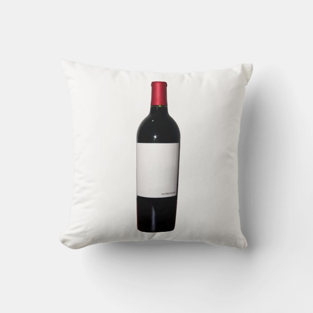 Pillow för vin Flaska (tom etikett) Kudde (Framsida)