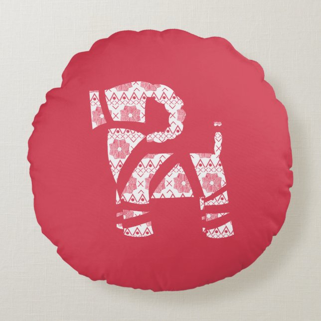 Pillow för Vinter-Sticka-juljullåsbladen Rund Kudde (Framsidan)