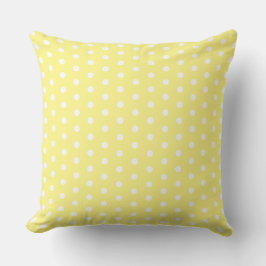 Pillow för vit polka-punkt-Gult Kudde