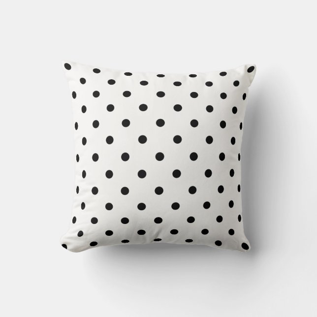 Pillow för vit/svart Polka dots Kudde (Framsida)