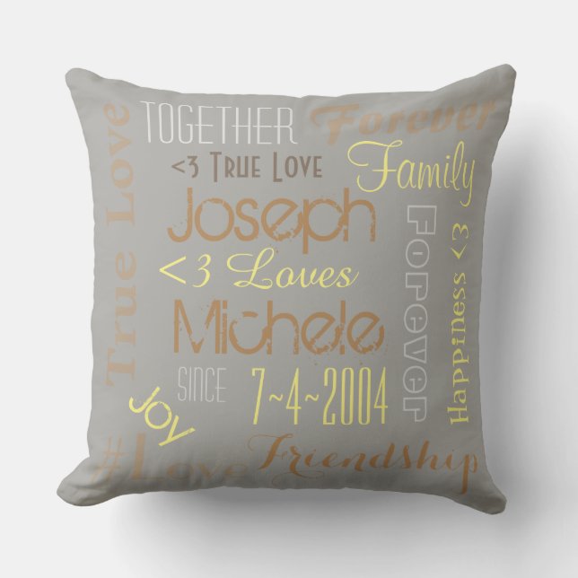 Pillow Forever love Personlig Namn och datum Kudde (Framsida)