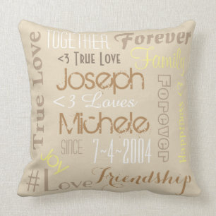Pillow Forever love Personlig Namn och datum Kudde