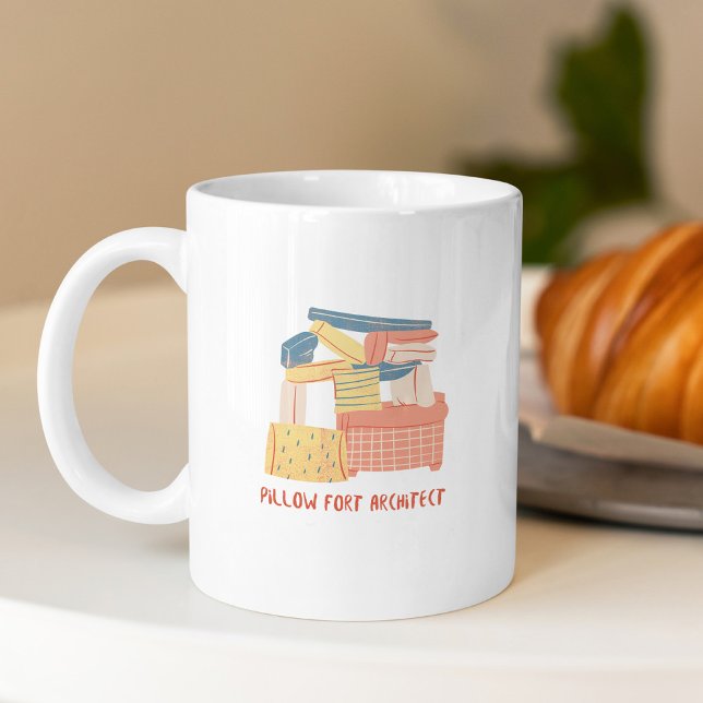 Pillow Fort Architect Funny Typografi Kaffemugg (Skapare uppladdad)