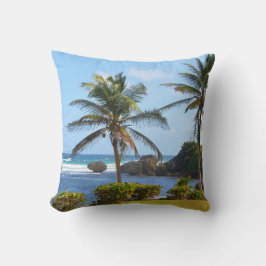 Pillow, fotografi, Barbados, Ocean, Handflatan Trä Kudde