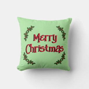 Pillow - God jul och Holly Grenar Kudde