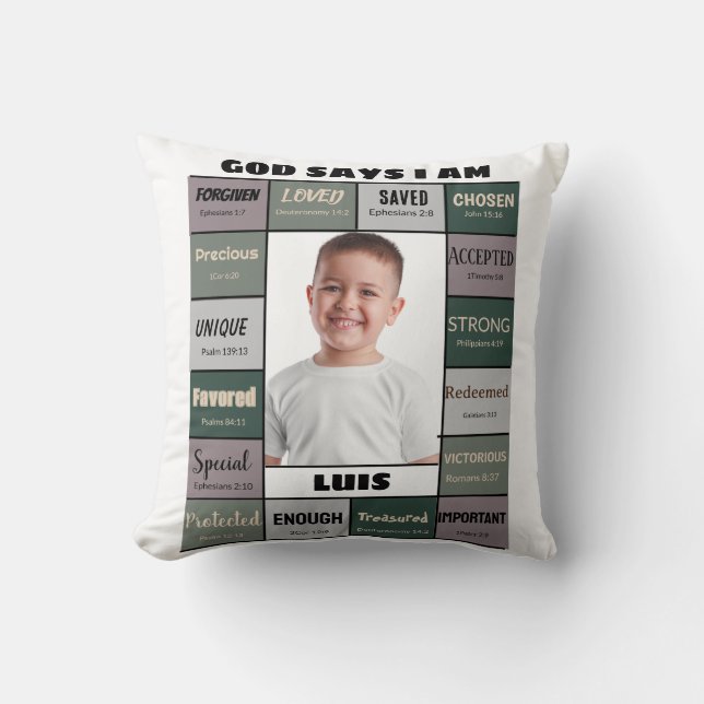 Pillow God säger skript Kudde (Framsida)