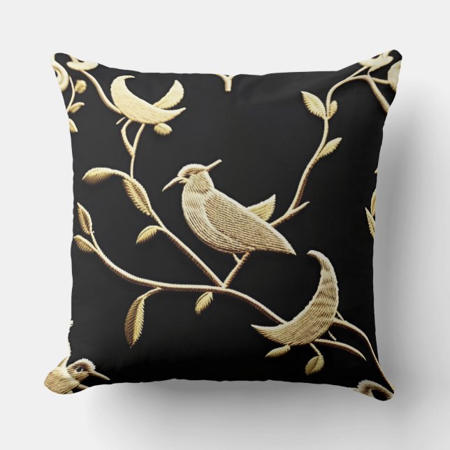 Pillow|Golden Nightingale|Guld Löv\Dekorativ kudde (Framsida)
