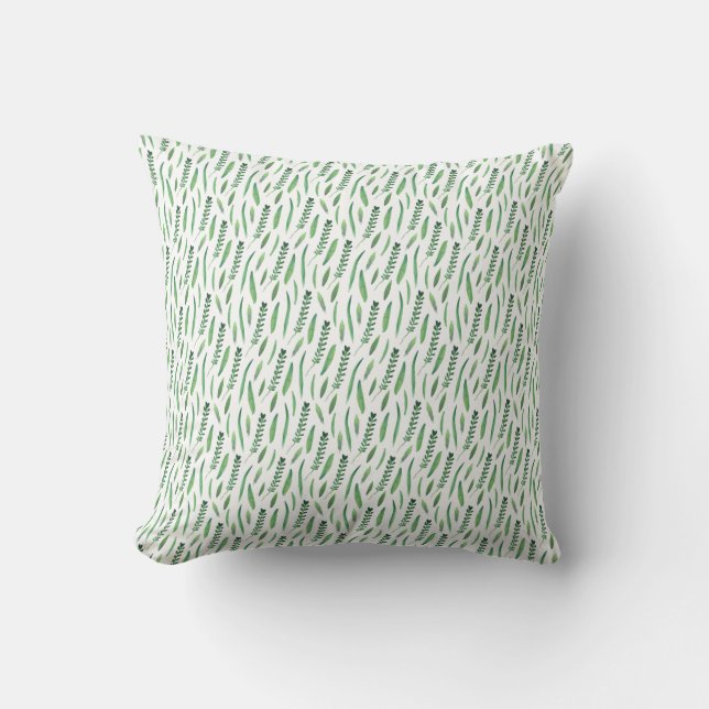 Pillow - Green Leaves Pattern Kudde (Framsida)