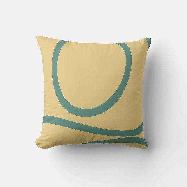 Pillow – Green Lines on Yellow Kudde (Framsida)