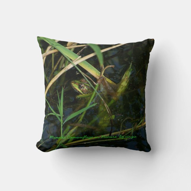 Pillow (Grönt) med mimetisk groda Kudde (Framsida)