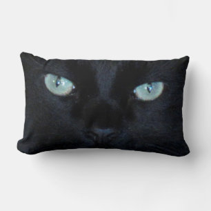 Pillow - Grönt Ögon av svart katt Lumbarkudde