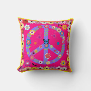 Pillow - Groovy Timz Retro Peace Symbol Pillow Kudde
