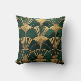 Pillow guld Art Deco Fläkt Mönster Kudde