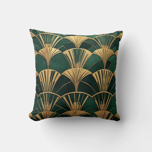 Pillow guld Art Deco Fläkt Mönster Kudde (Framsida)