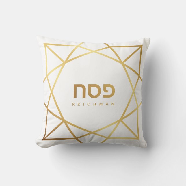 Pillow Guld Geometric Ram Kudde (Framsida)