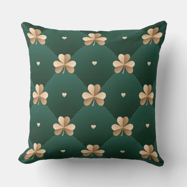 Pillow guld/Grönt Klöver Kudde (Framsida)