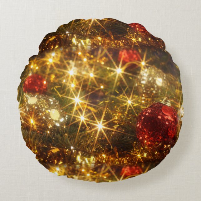 Pillow, Guld och Ljus, Rund Kudde (Framsidan)