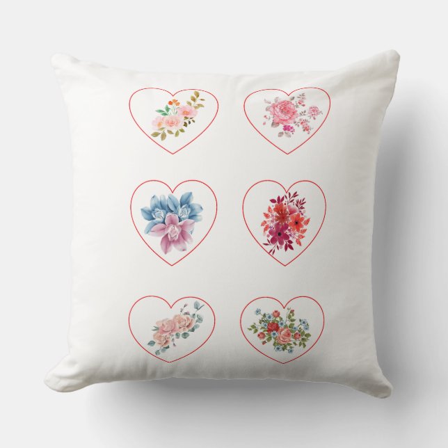 Pillow Hearts med blommor Kudde (Framsida)