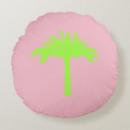 Pillow i Preppy Grönt Handflatan Träd Rund Kudde