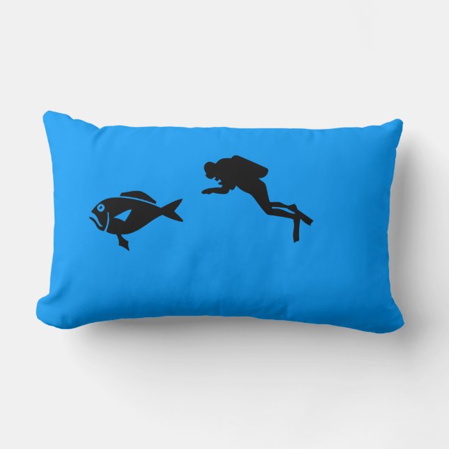 Pillow (ländrygg) - dykare och fisk lumbarkudde (Framsida)