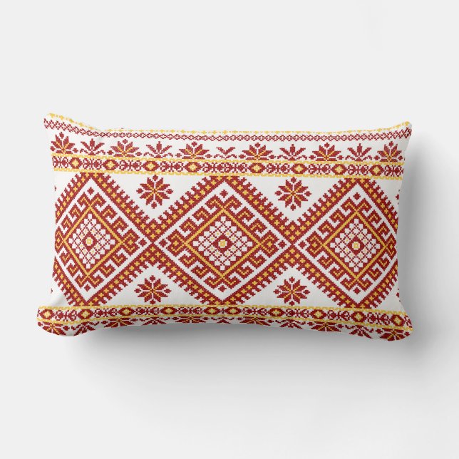 Pillow Ländrygg Ukrainsk Korsstygn Lumbarkudde (Framsida)