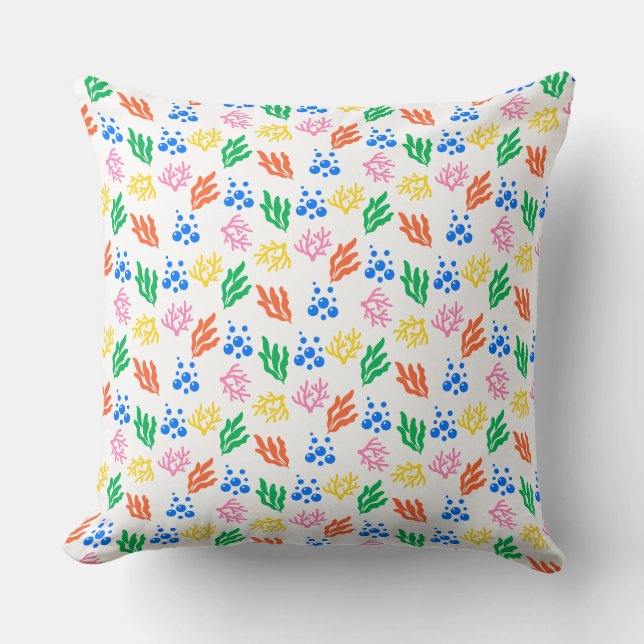 Pillow-lekande undervattenskorall, sömlös Mönster Kudde (Framsida)