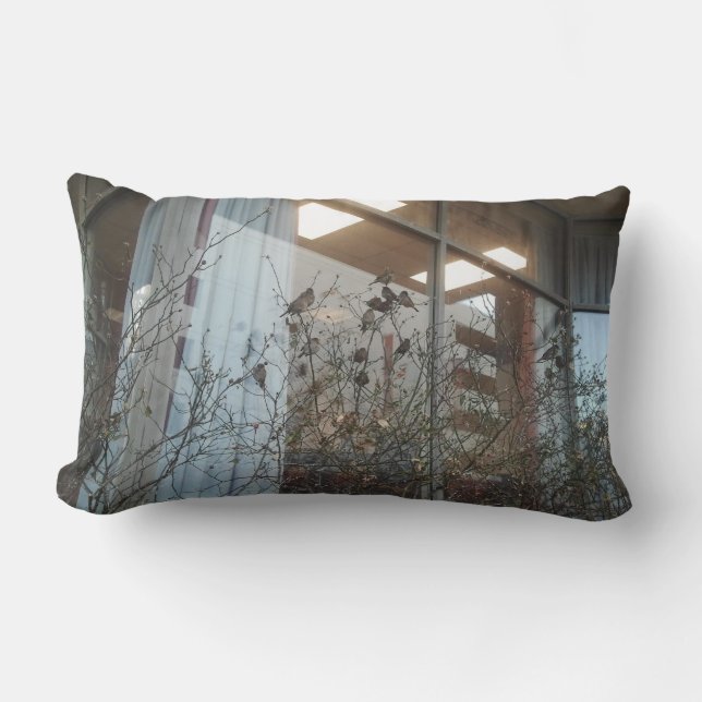 Pillow (lumbar) med små fåglar på vintern lumbarkudde (Framsida)