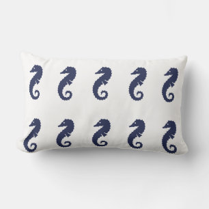 Pillow (lumbar) - Sjöhästar (marinblått) Lumbarkudde