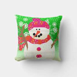 Pillow lycklig Snögubbe Helgdag Kudde