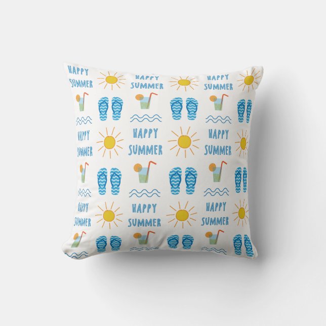 Pillow lycklig sommar Mönster Kudde (Framsida)