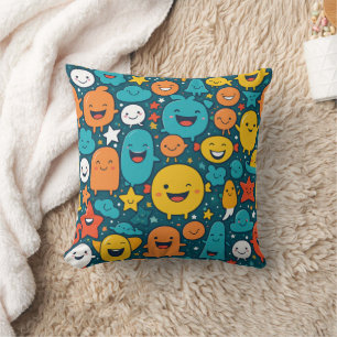 Pillow lycklig Tecknad Ansikte Mönster Kudde
