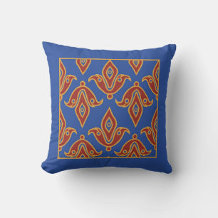 Pillow, Maroon, Blue, Guld, Fleur de Lys Mönster Kudde