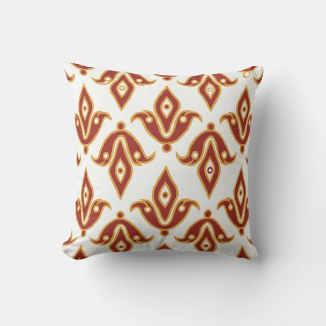 Pillow, Maroon, White, Guld, Fleur de Lys Mönster Kudde (Framsida)