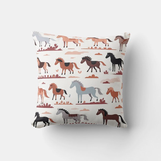 Pillow med abstrakt hästar. kudde (Framsida)