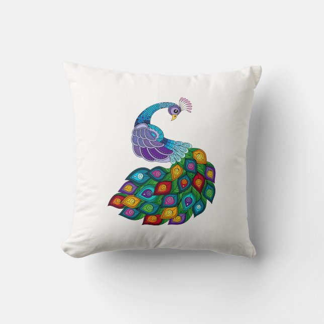 Pillow med Peacock mönster Kudde (Framsida)