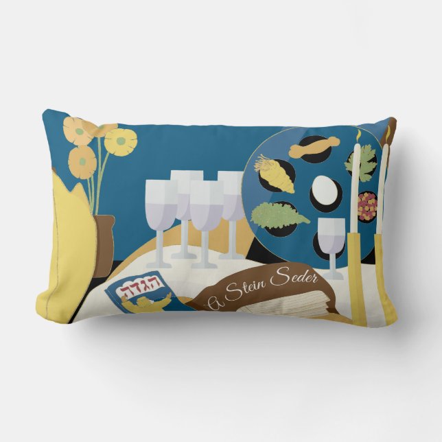 Pillow med Pesach Seder Lumbar Pillow "A Pesover S Lumbarkudde (Framsida)
