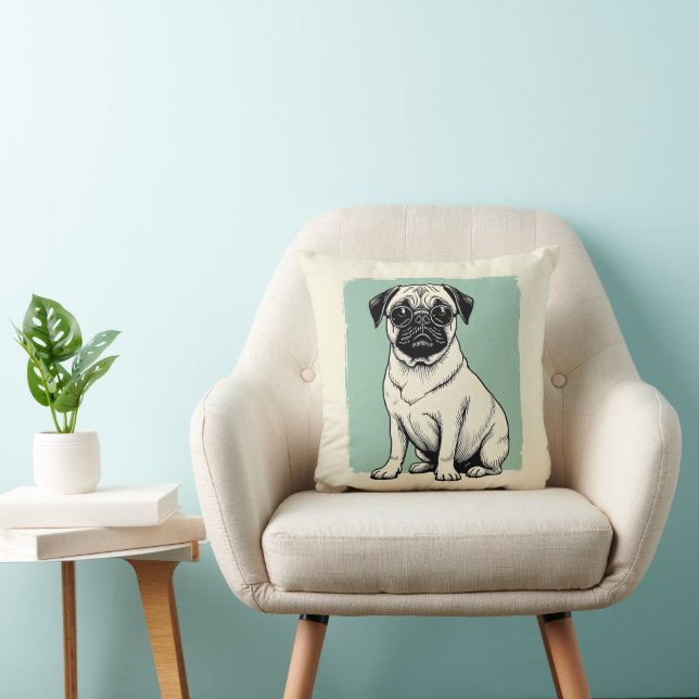 Pillow med pug kudde (Stol)
