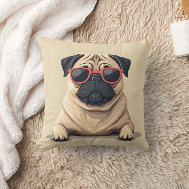 Pillow med pug kudde (Filt)