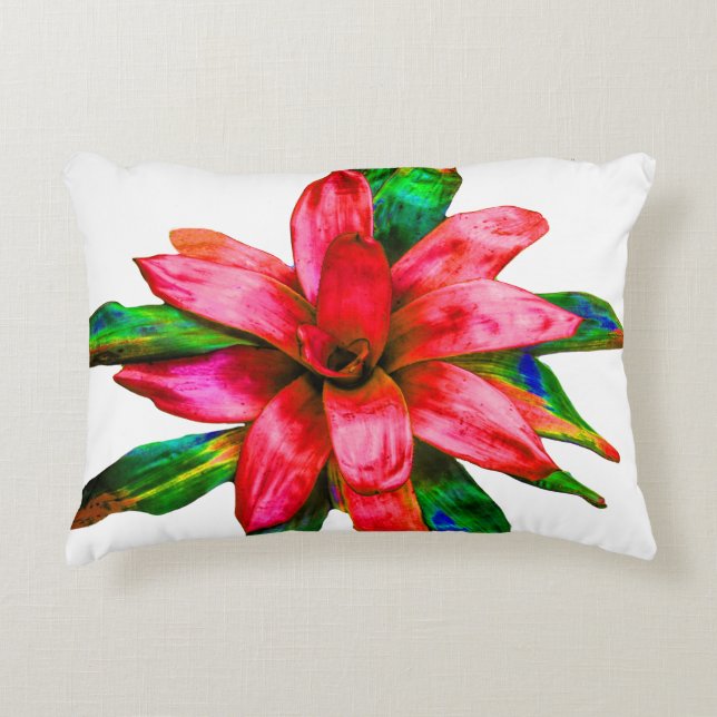 Pillow med Red Bromeliad Prydnadskudde (Framsidan)