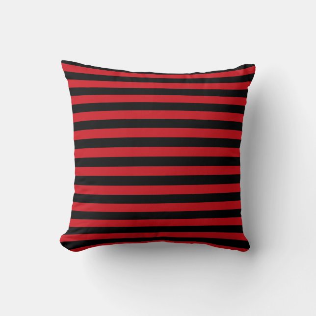 Pillow med röda och svarta Randar Kudde (Framsida)
