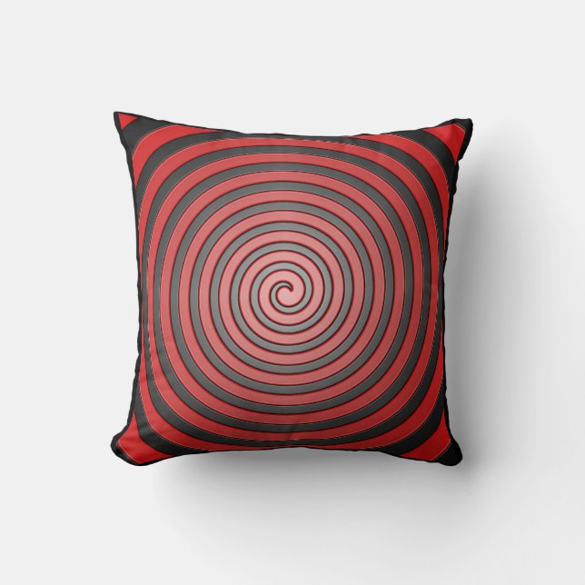 Pillow med rött och svart Spiral Kudde (Framsida)