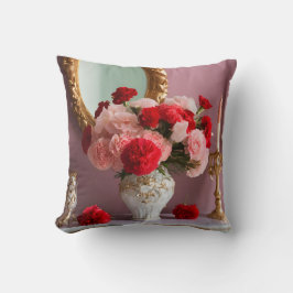 Pillow med Söt Red and Rosa Flowers Kudde