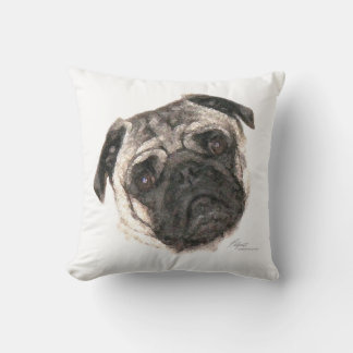 Pillow med tuggad Pug Ansikte Kudde