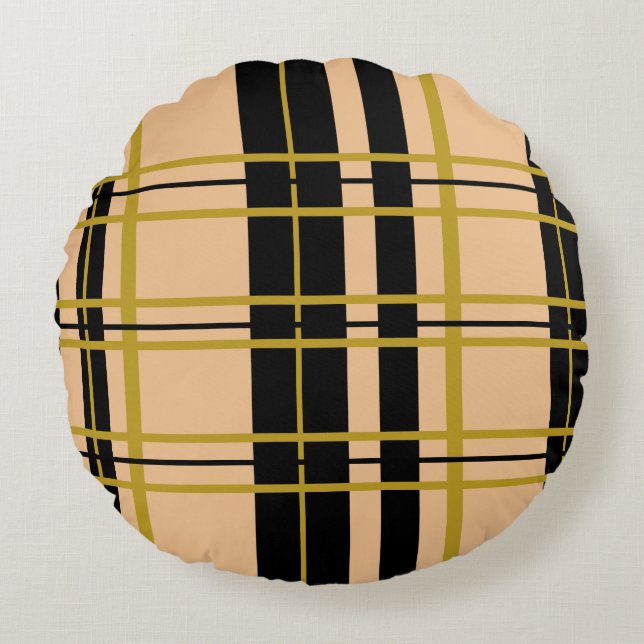 Pillow med utarmat svart Guld-Ro Rund Kudde (Framsidan)