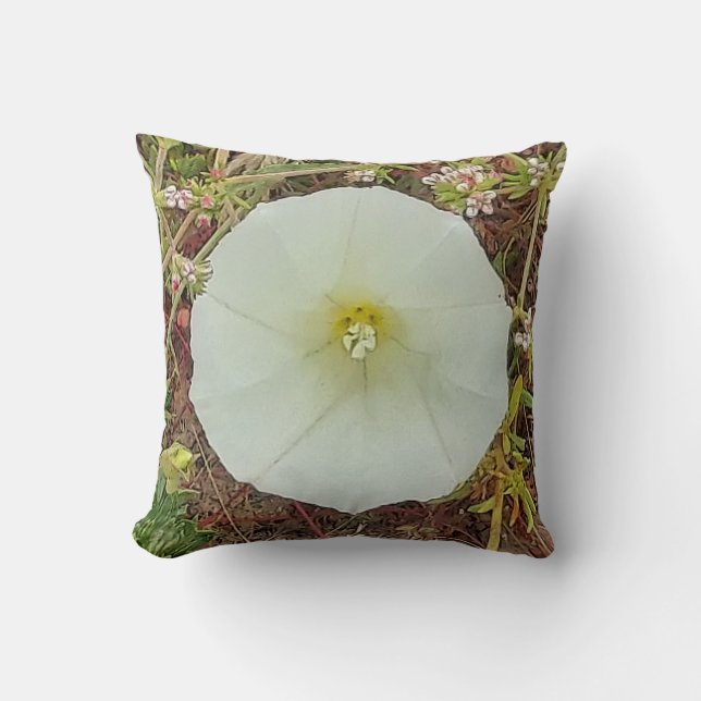 Pillow med vit blomma kudde (Framsida)