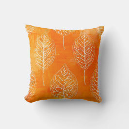 Pillow Mönster i Golden Orange Löv Kudde