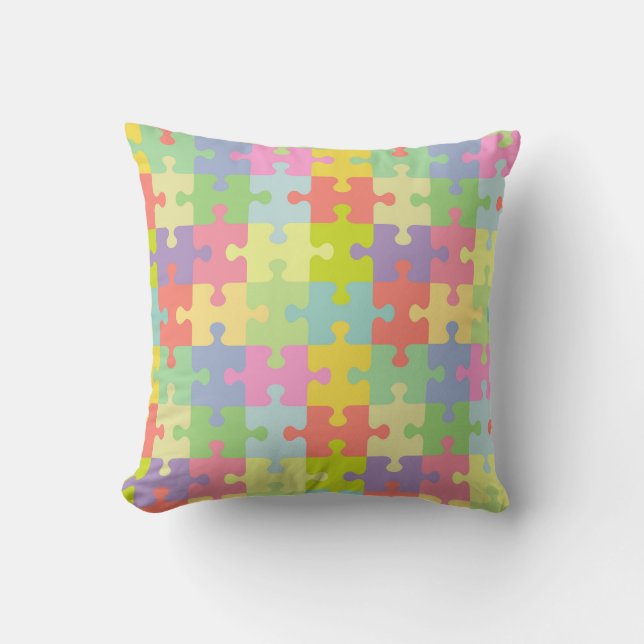 Pillow Multifärgad Puzzle för medvetenhet om autis Kudde (Framsida)