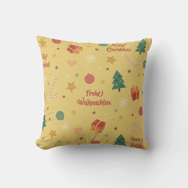 Pillow New Year's träd-gåvor Kudde (Framsida)