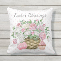 Pillow Outdoor Påsk Rosa Blommigt, Ägg, Cupcoa